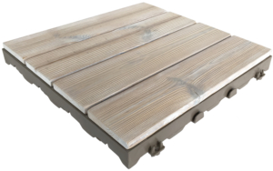 Woodstile Outdoor pavement in Thermowood pine colored in white
