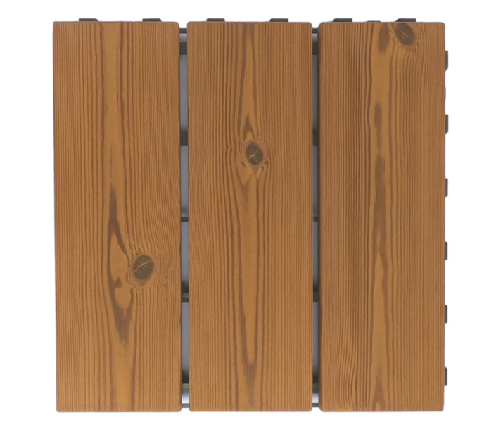 Smartdeck modular tile for outdoor flooring in thermowood pine evidenza